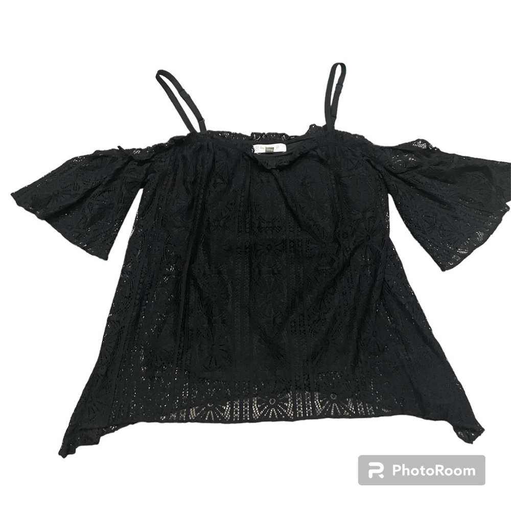 Love Fire Black Lace Bare Shoulder Blouse Women's Small